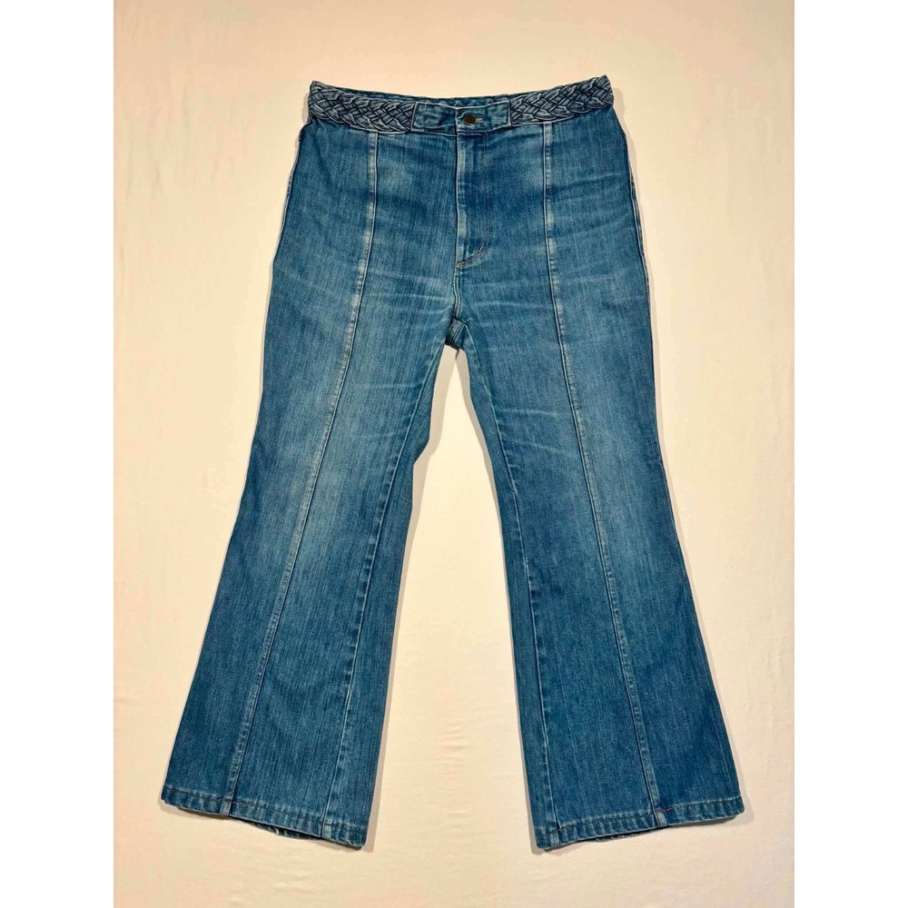 Vintage Sedgefield Do-Nothing Jeans 36x32 Braided Waist Flare Leg Denim USA Made